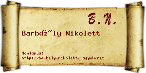 Barbély Nikolett névjegykártya